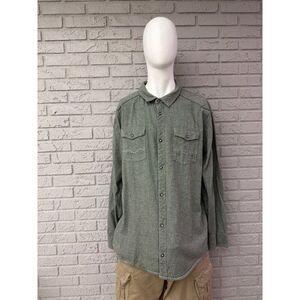 BKE Men’s 3XL Green Long Sleeve Athletic Fit Pearl Snap Shirt